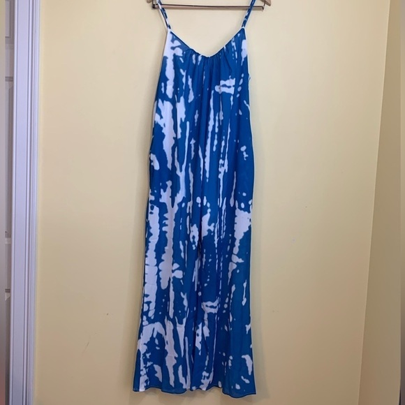 NIP Boho Tie Dye Print Cami V Neck Wide Leg Pocket Spaghetti Strap Jumpsuit S - Picture 13 of 13
